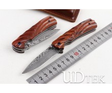 Damascus small wing folding knife UD405199